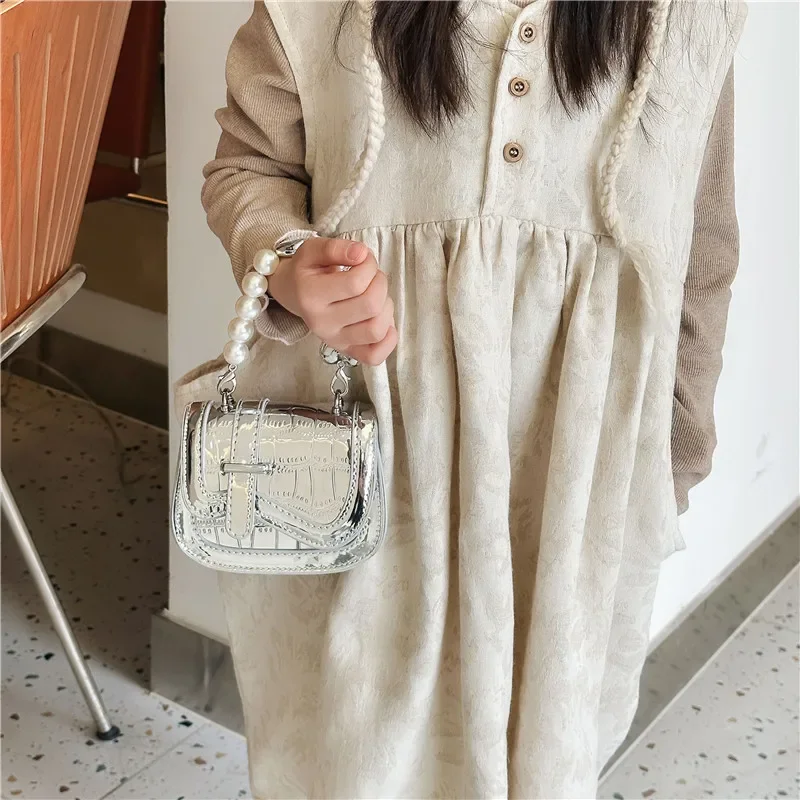 Zaino per bambini alla moda Nuova borsa versatile per ragazza alla moda Mini borsa da scuola squisita con perle carine Borsa da principessa elegante con temperamento