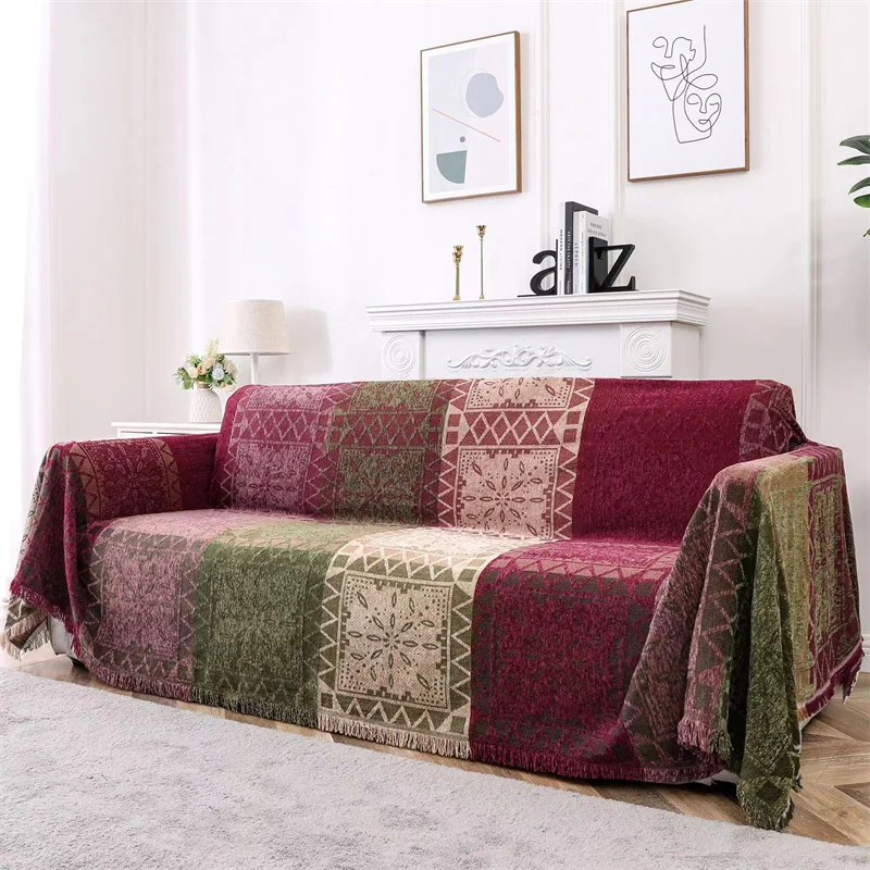 

Reversible Aesthetic Tribal Linen Blankets Plaid Knitted Outdoor Rugs Camping Picnic Ethnic Leisure Throw Blanket Towel Yoga Mat