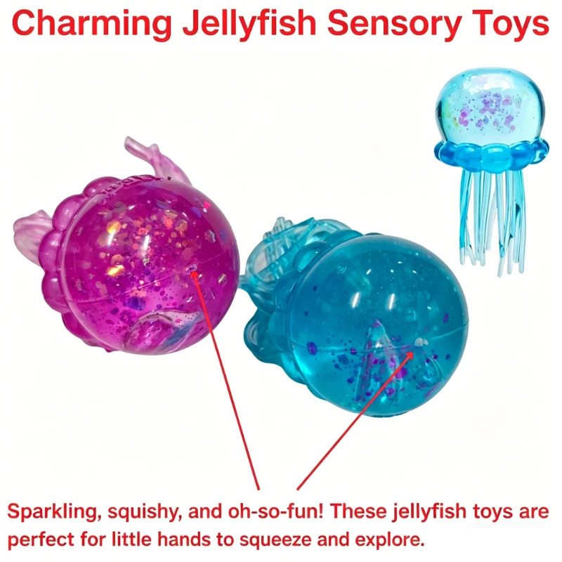 Schylling Nee Doh Jellyfish & Cube Squish Toy, Soft Jelly Squeeze Stress Relief Fidget Toy, Sensory NeeDoh for Kids & Adults view 3