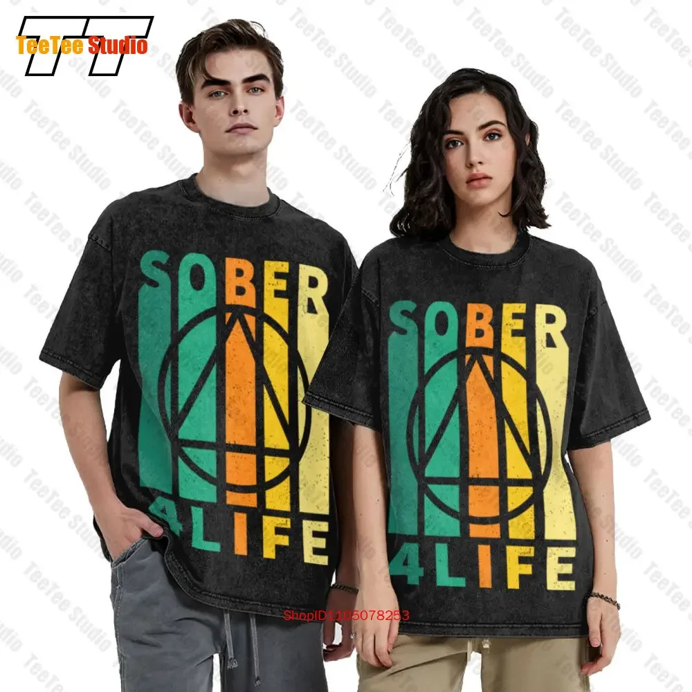 Sober Four Life Aa Na Sobriety Recovery Anniversary Vintage Oversized T-Shirt 2L8J