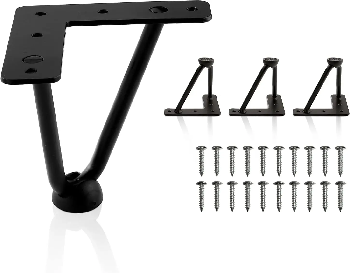

4" Hairpin Legs Set of 4, Heavy Duty 300lbs Capacity, Black Solid Iron Furniture Legs with Floor Protectors