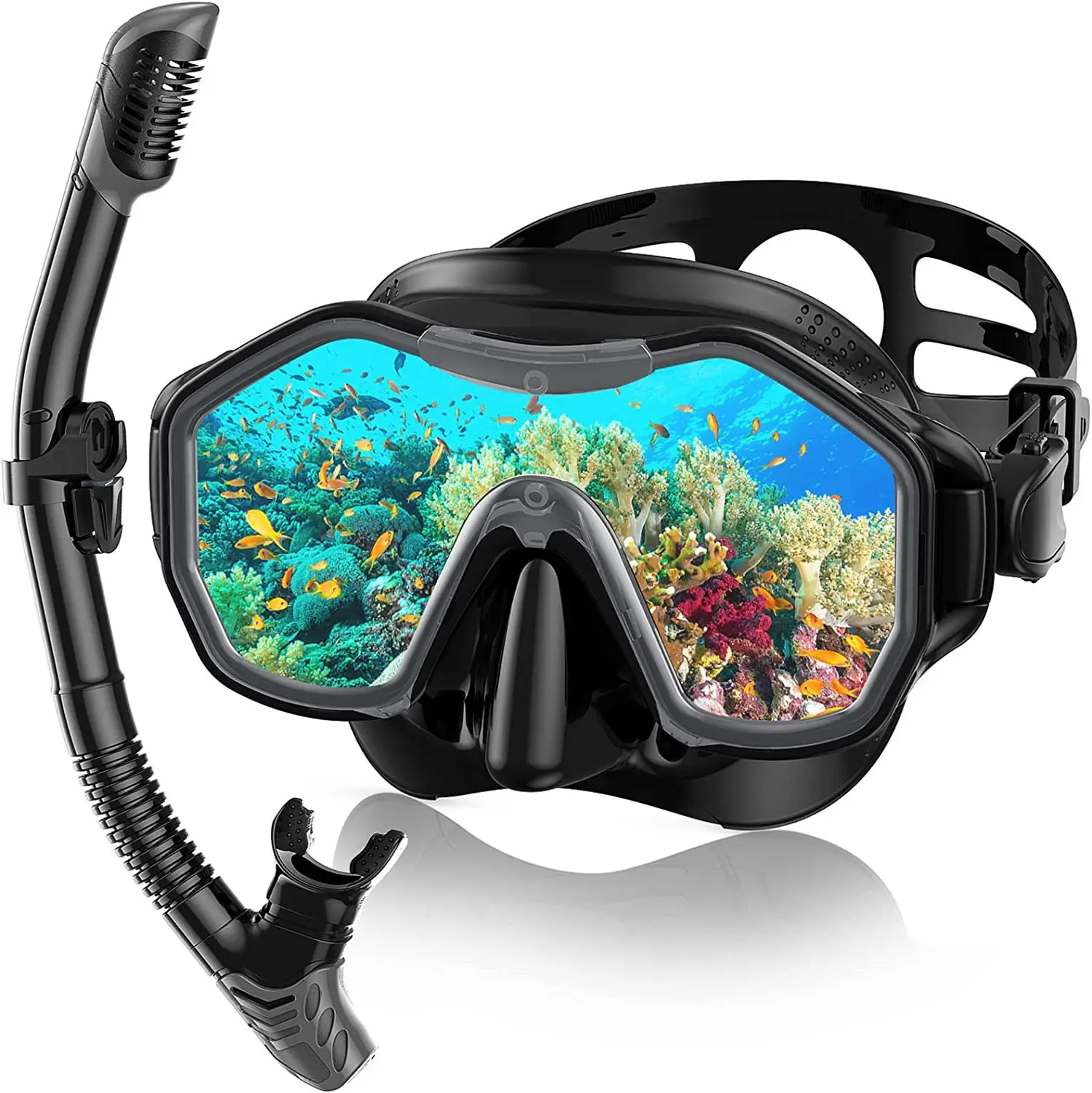 

Adult snorkeling set Tempered glass diving goggles Full dry breathing tube Men's and women's anti-fog diving goggles equipment