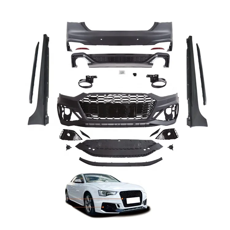 Car Accessories A5 S5 B9 2017-2020 Upgrade RS5 Style Body Kits Front/Rear Bumper Side Skirt Grille Bolt-On Plug+Play for Audi