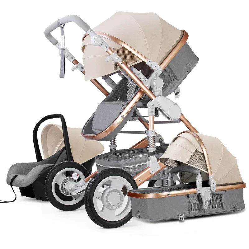 Poussette bébé High Landscape 3 en 1 avec siège auto, landau de voyage de luxe, siège auto nouveau-né, poussette bébé Cheshire, cadeaux pour 7 ans,