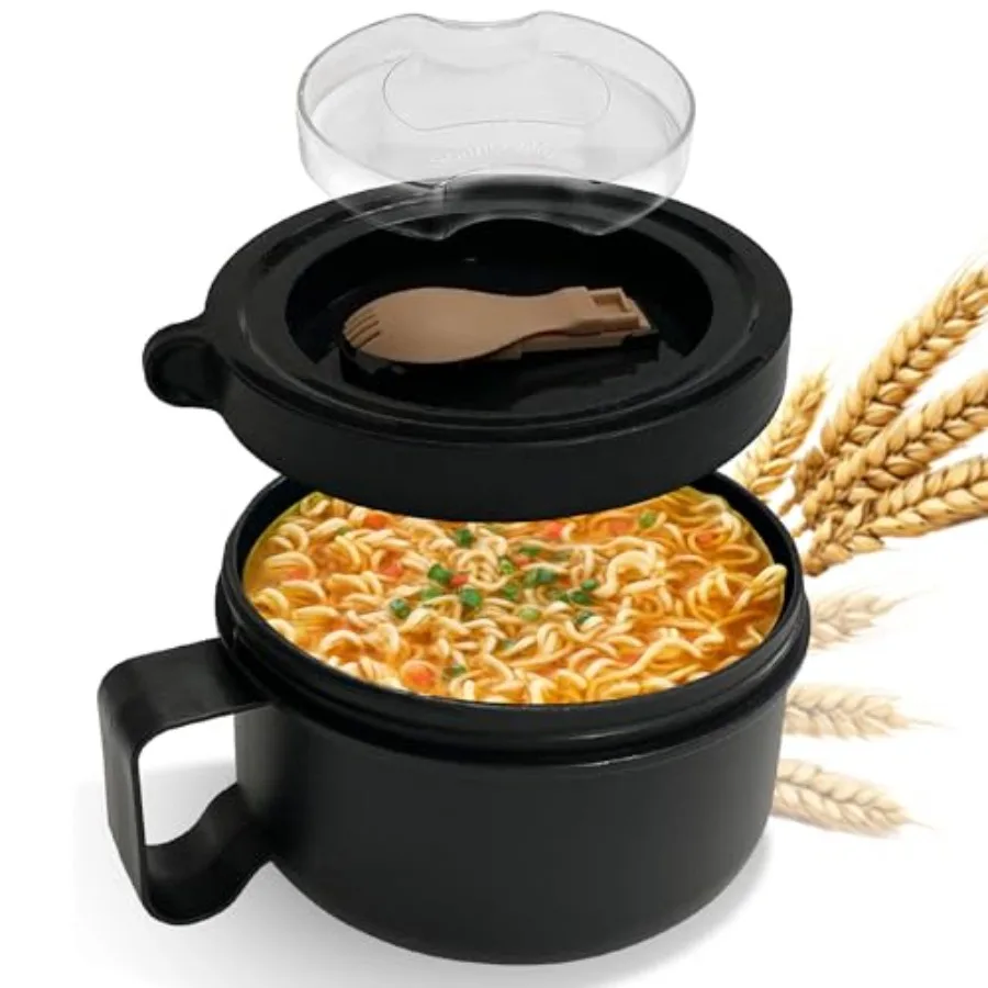 Ramen Bowl Set with Utensil • Heat and Eat Noodles in the Same Soup Bowl • Meal Prep Containers with Lids • Lunch Containers •