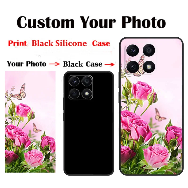 For Honor X8A Silicone Case X8 5G Customized Photo Name Design Cover For Honor X6 4G Phone Cases DIY Pictures Black TPU Fundas