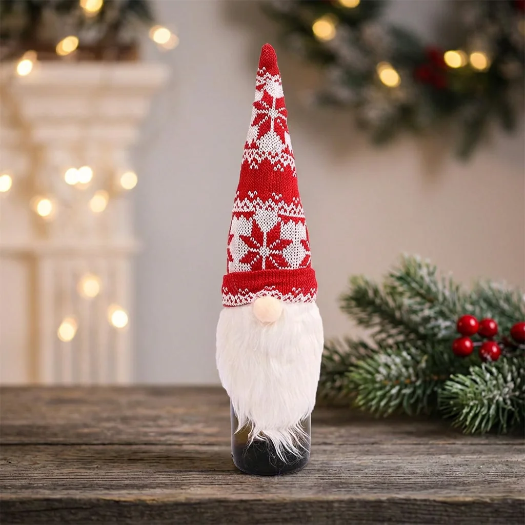 1pc Creative Christmas Wine Bottle Set Forest Old man Wine Bottle Covers Sleeve Santa Xmas New Year Dinner Table Decor