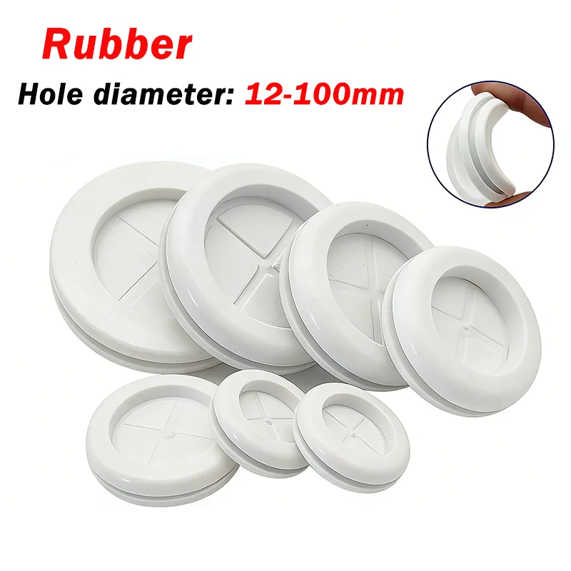 Hole Diameter 12~100mm White Round Double Sided Rubber Grommets Protective Coil Hole Plug Seal Ring For Protection Wire Cable