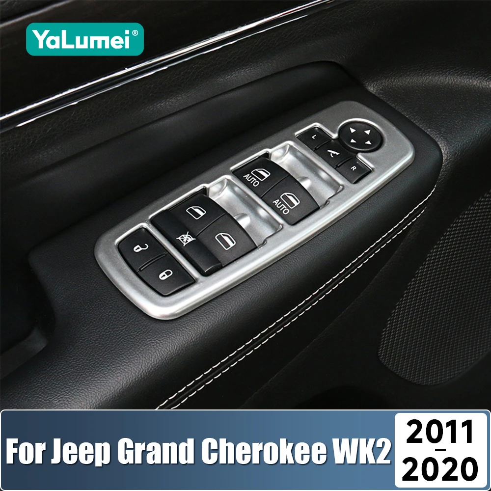 

For Jeep Grand Cherokee WK2 2011-2014 2015 2016 2017 2018 2019 2020 Car Door Window Glass Lift Switch Button Cover Accessories