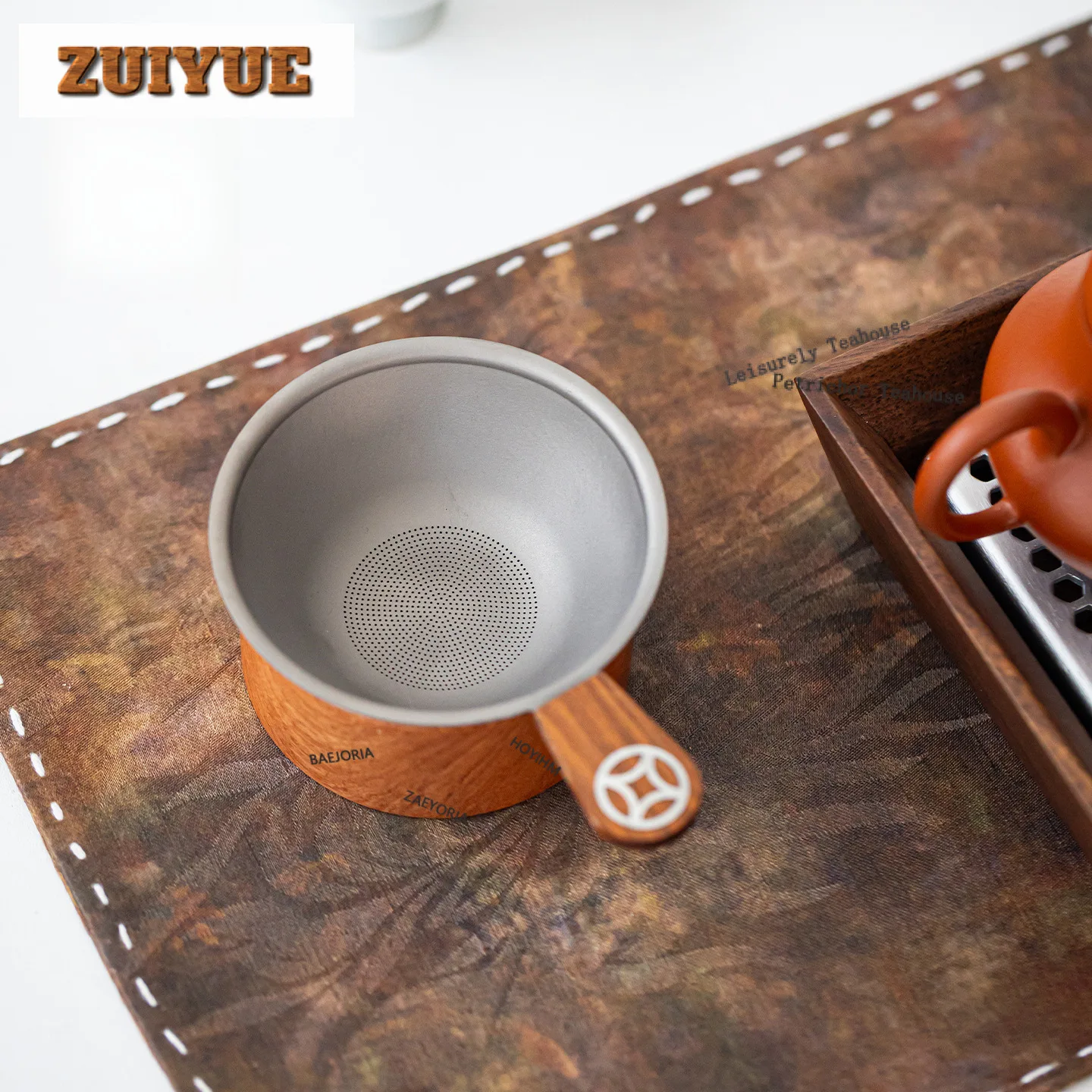 

Pure Titanium Round Tea Separator Infusor Vintage Tea Rack Tea Strainer Dispenser Tea Making Tea Filter Cha Accessories Gift