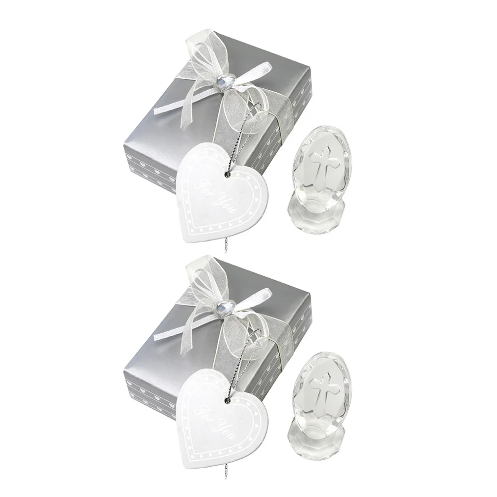 

2 Sets Crystal Cross Catholic Gift Gifts The Decoration Baptism for Boys Baby Shower Party