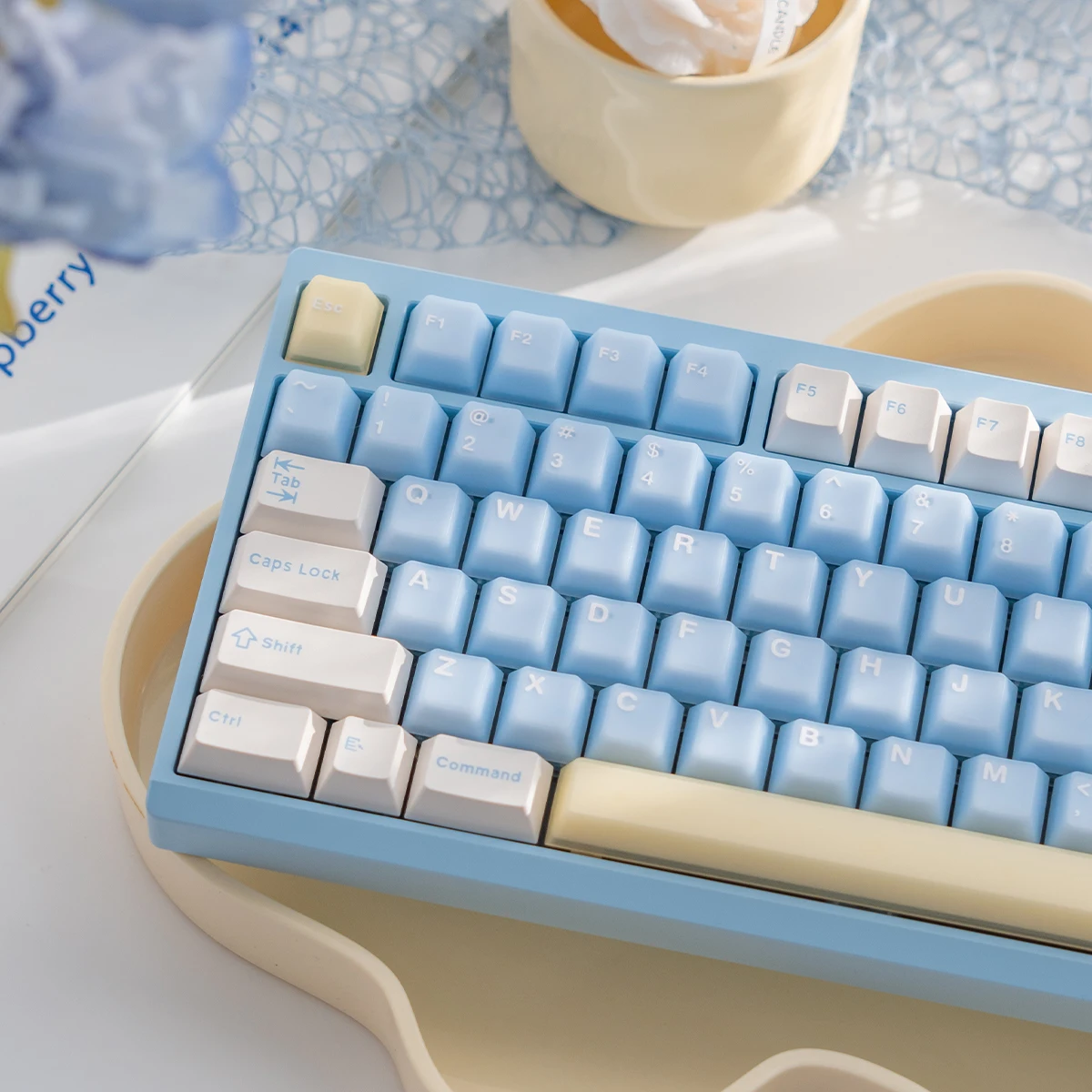 Bloqueio de cor bonito keycaps semi transparente teclado mecânico keycaps cereja perfil azul rosa 164 keycaps personalizado