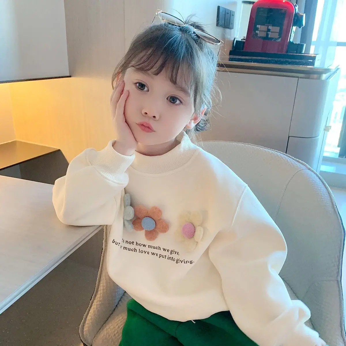 2026 Autumn Korea Girls Cotton Flowers Sweatshirt Tracksuit Toddler Girl Clothes Long Sleeve Top Baby Girls Boutique Hot view 2