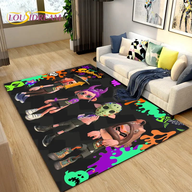 Splatoon,PC Game Gamer Cartoon Area Rug,Carpet Rug for Living Room Bedroom Sofa Doormat Decoration, Kids Play Non-slip Floor Mat