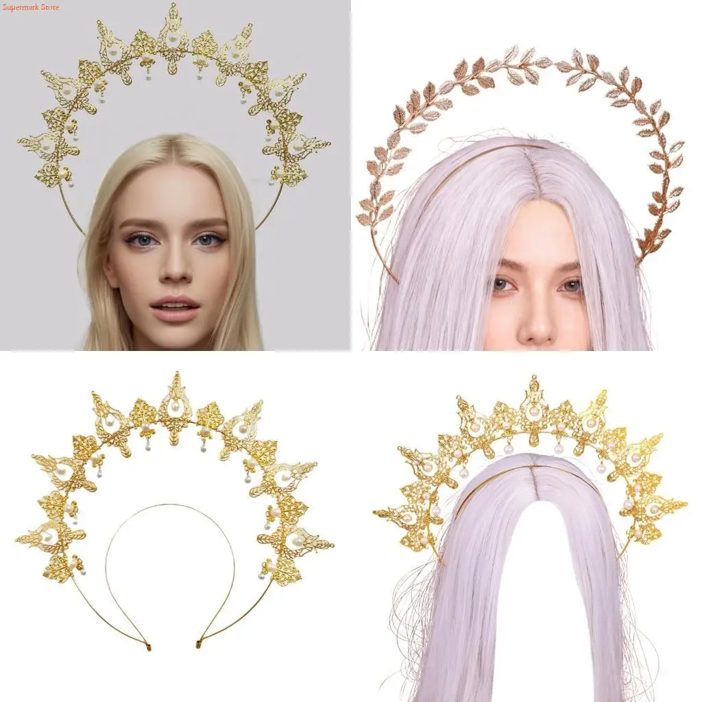 Q5WE Antique Charm Hair Jewelry Metallic Headpiece For Costume Makeup Looks