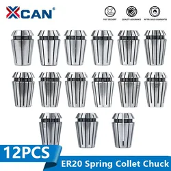 XCAN ER20 Spring Collet Chuck 1-12mm CNC Router Spring Chuck for Engraving Machine 12pcs Collet Chuck Set Milling Tool Holder