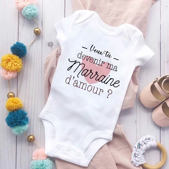 Do You Want To Be ma marraine imprimer bébé barboteuse marraine demande infantile body nouveau-né à manches courtes combinaison enfant en bas âge vêtements 1