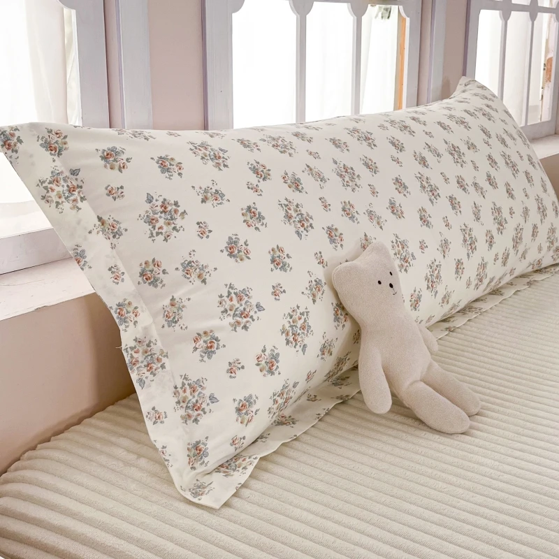 1 Piece Ins Garden Style Long Pillowcase Cotton Cloth Pillow Cover Double Pillowcases Elegant Bed Pillow Sham