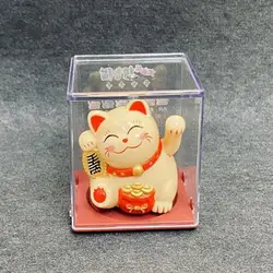 Benvenuto Lucky Cat Figurine che agita la mano plastica ricchezza gatto ornamento stile cinese luce energia fortuna gatto statua energia solare