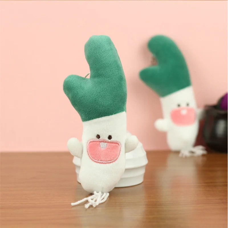 13cm adorável bonito cebolinha vegetal pendurado ornamento brinquedo de pelúcia chaveiro saco charme boneca