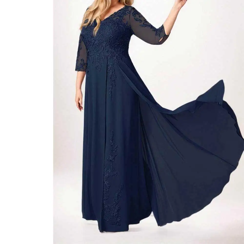 

Mother of The Bride Dress V-Neck Half Sleeve Applique A-Line Mother Dress Wedding Guest Dress Summer 2025 robes invitée mariage