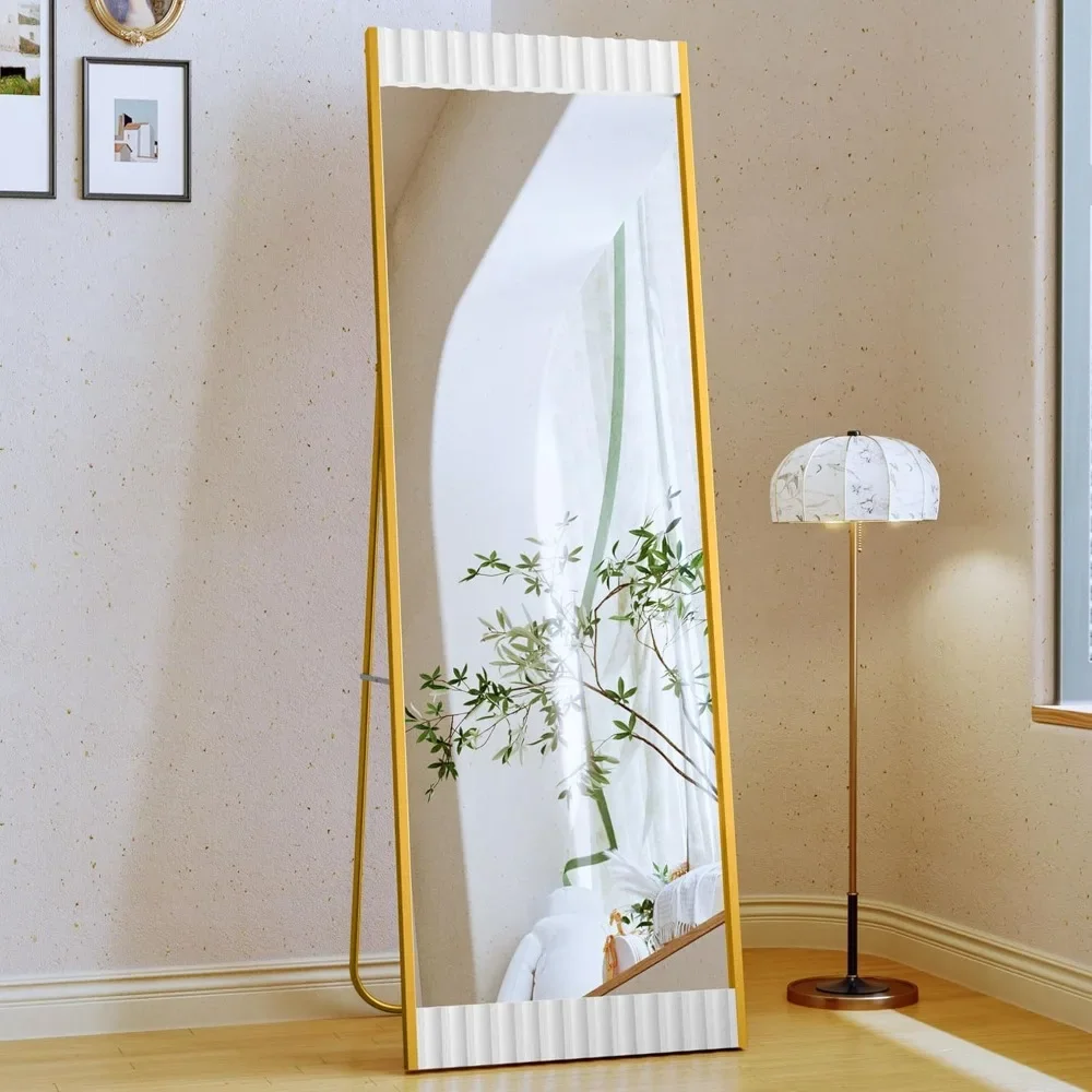 64"x21" Floor Mirror with Wooden Metal Frame for Bedroom, Modern Standing Full Body Mirror