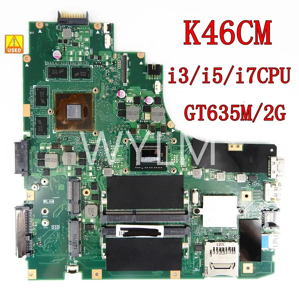 Laptop Motherboard para ASUS, 100% testado funcionando bem, K46CM, I3, i5, i7CPU, GT635M, 2GB, A46C, K46C, K46CB, K46CM