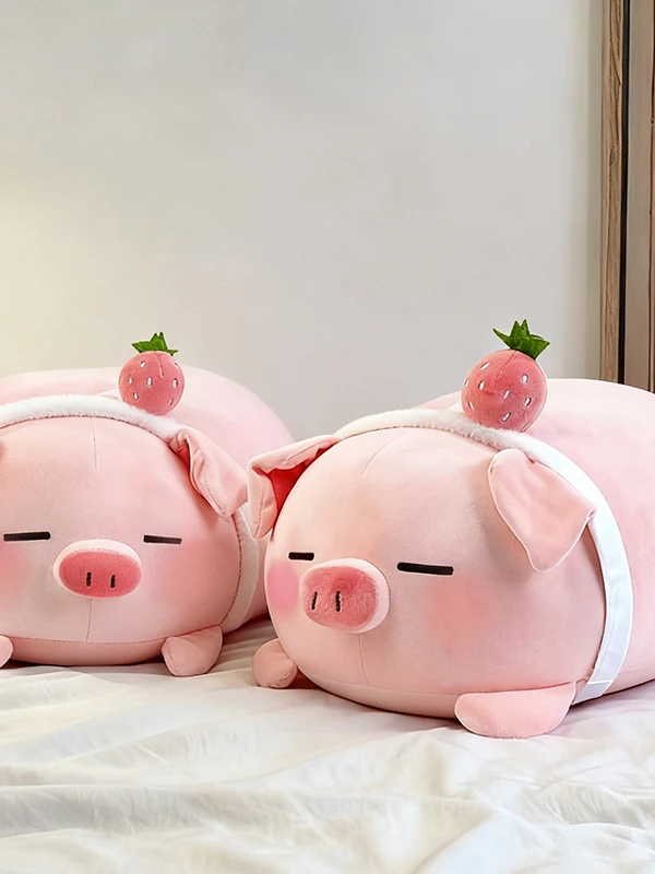 Almofada de Pelúcia Gigante Extra Macia em Formato de Porco Stberry para Meninas, Brinquedo de Pelúcia Fofo para Cama, Boneca de Pelúcia, Brinquedos de Pelúcia, Algodão PP
