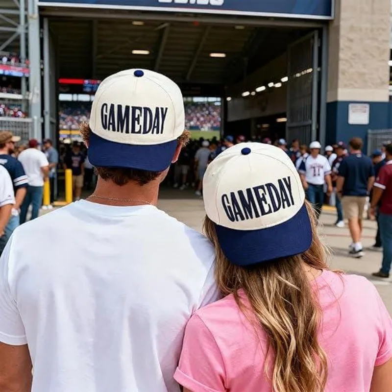 1pc Gameday 3D Puff Vintage Trucker Hat Puff Gameday Trucker Hat,Embroidered Puff Print, Team Hat,Football Mom Hat,Stitches Hat