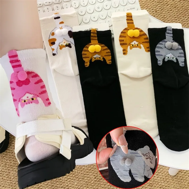 جديد اللون لطيف القط الجوارب مع الكرة جوارب قطنية مضحكة تنفس جوارب قطنية ناعمة فتاة النساء Sockings هدايا ممتعة لمحبي القط