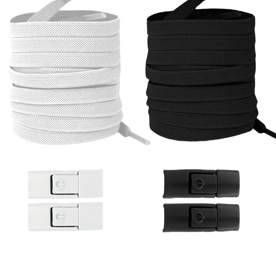 Nieuwe Zonder Banden Elastische Veters Geen Stropdas Veters Druk Lock Schoenveters Sneaker Kids Adult 8MM Verbrede Platte Schoenveter voor Schoenen