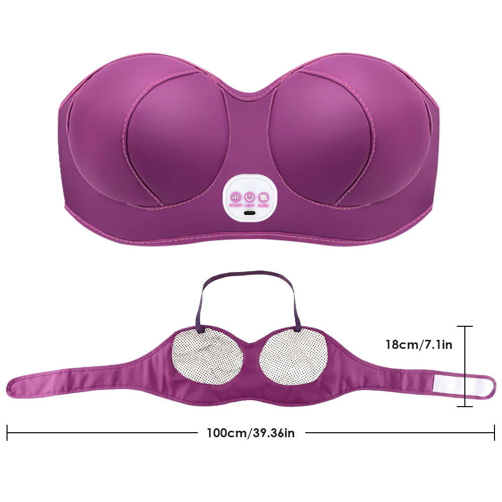 ﻿  Breast Massager,Electric Breast Heating Chest Enlargement Enhancer Bra Breast Machine with Heating 5 Modes 3 Levels Adjustm