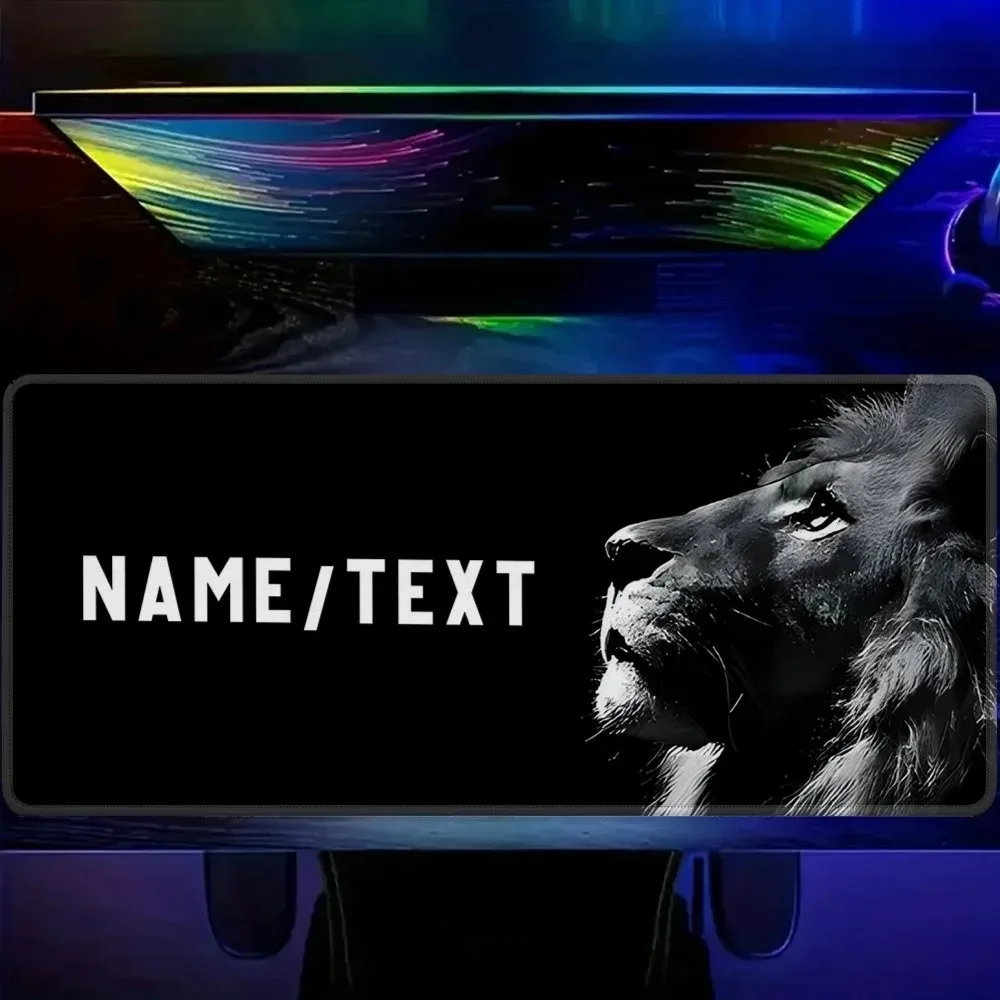 Customizable Luxury Lion Head HD Print DIY Desk Mat, Soft Thick Reinforced Rubber Edge Locking For Gamer Home Office Couple