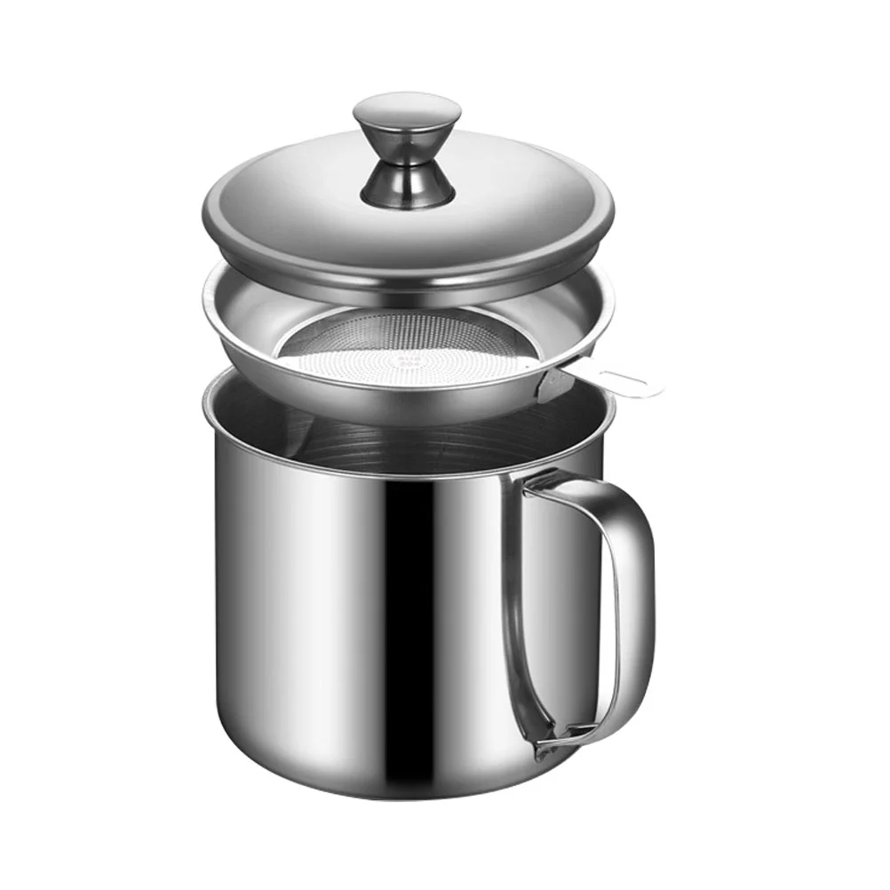 

Stainless Steel Filter Cup Oil Pot Grease Strainer Soup Separator Kitchen Can Gadget Holder Filtering Storage Tuna