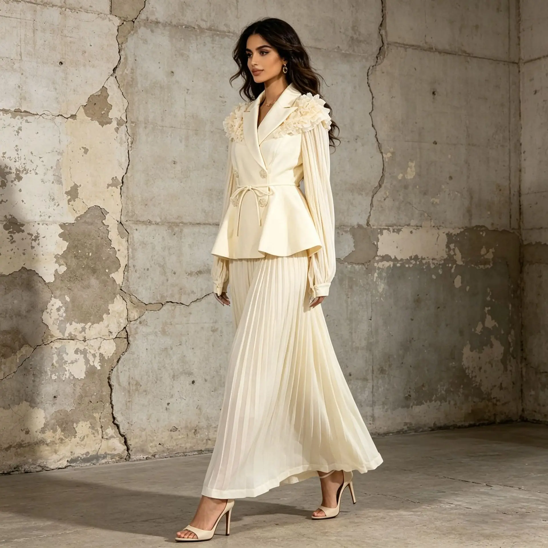 ZAMOR HIGH QUALITY 2026 Summer High-End Design Waist-Cinching Blazer and High-Waist Skirt Two-Piece Set