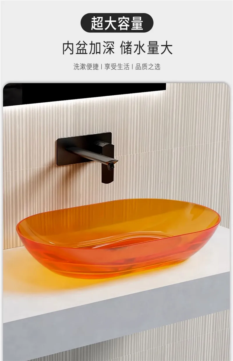 A Great discounts Transparent Resin Basin On Bathroom Countertop, Home Bathroom Art Color Crystal , Personalized Wash