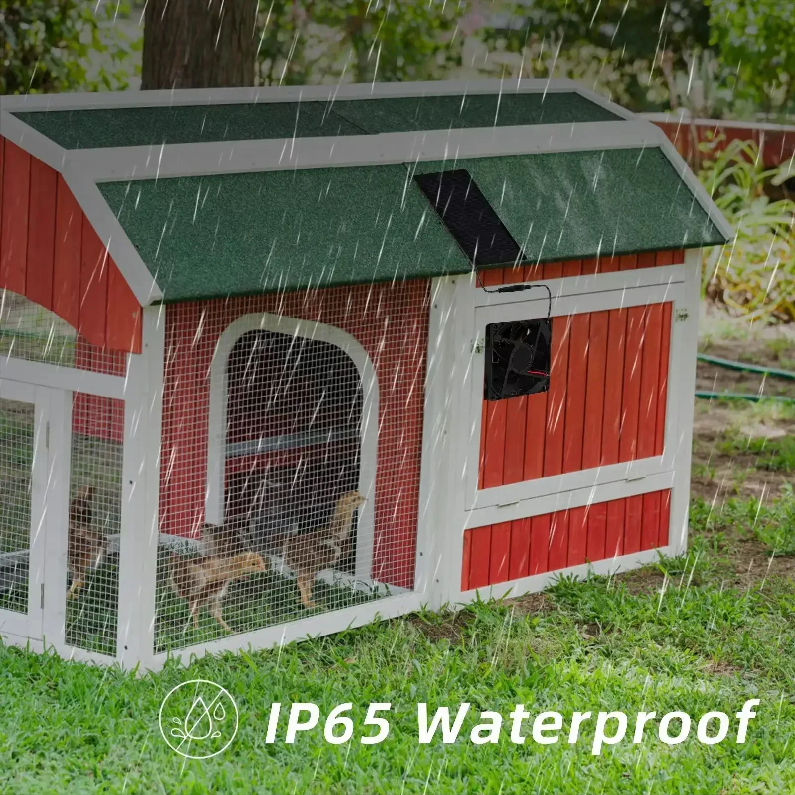 EESBAO Mini Solar Exhaust Fan Chicken Coop / Kennel and Utility Room Automatic Temperature Control Low Noise Green Energy Saving