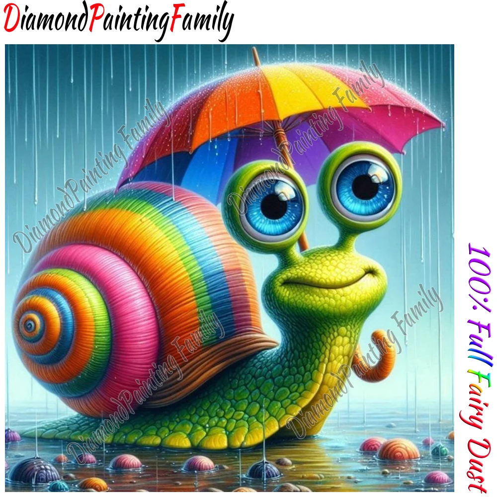 Diamond Painting Family Full Fairy Dust Diamond Art Colorful Snail Crystal Resin Mosaic Painting Kit AB Drill Cross Stitch Set view 6