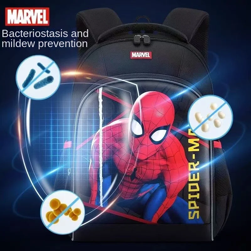 Marvel New Boy School Bag Grade 1-3 Spider Man Captain America Iron Man Primary Student Shoulder Orthopedic Backpack Mochilas