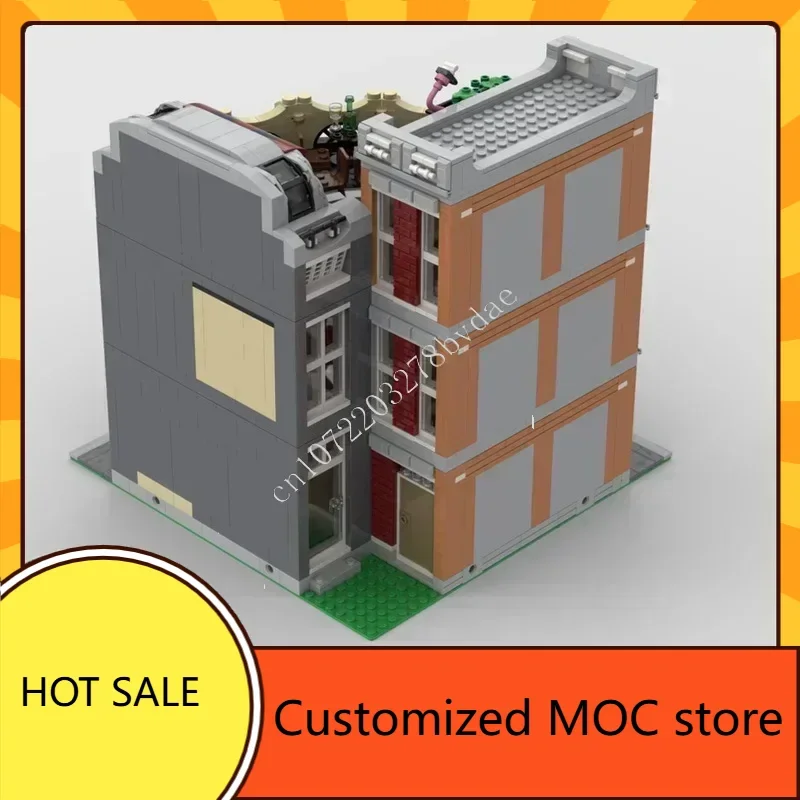 2691PCS 라운드 코너 테크-스토어 MOC 스트리트뷰 퍼즐 시티 아키텍처 창의적 DIY 조립 크리스마스 생일 선물 어린이용