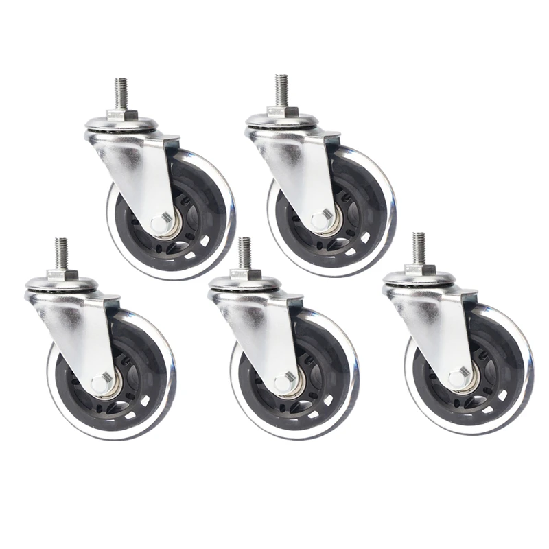 

5 Pcs/Lot 3 Inch M8 Screw Pu Polyurethane Roller Ice Wheel Computer Chair Swivel Caster Silent Universal Pulley