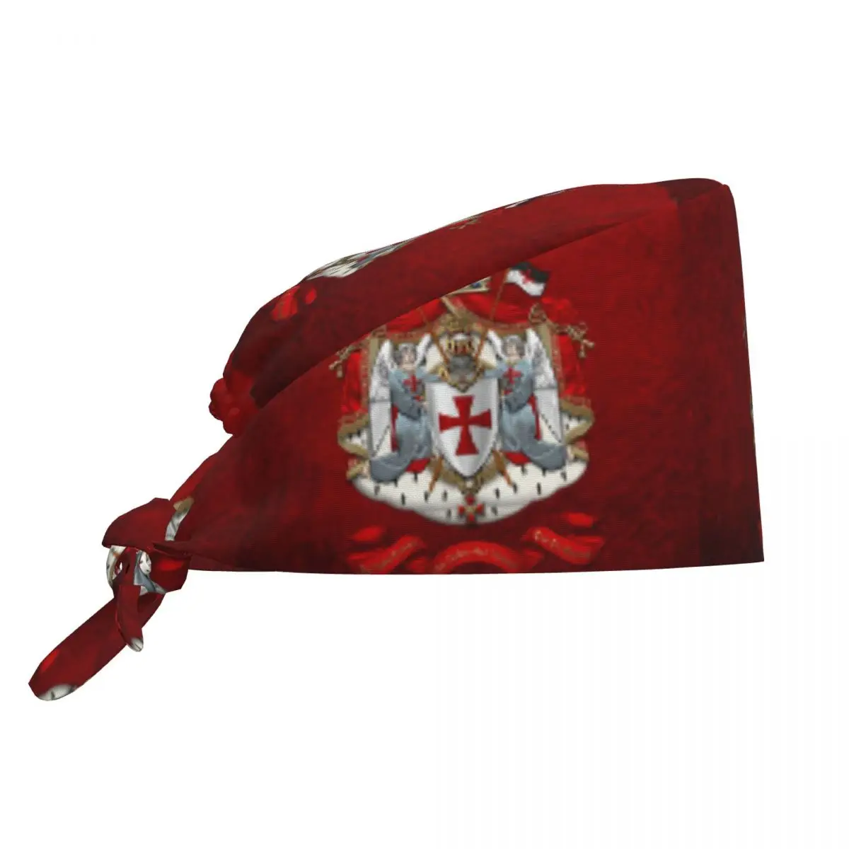 Knights Templar Flag With Coat Of Arms Medical Staff Scrubs Hat Women Men Medieval Warrior Cross For Chef Hat Scrub Caps