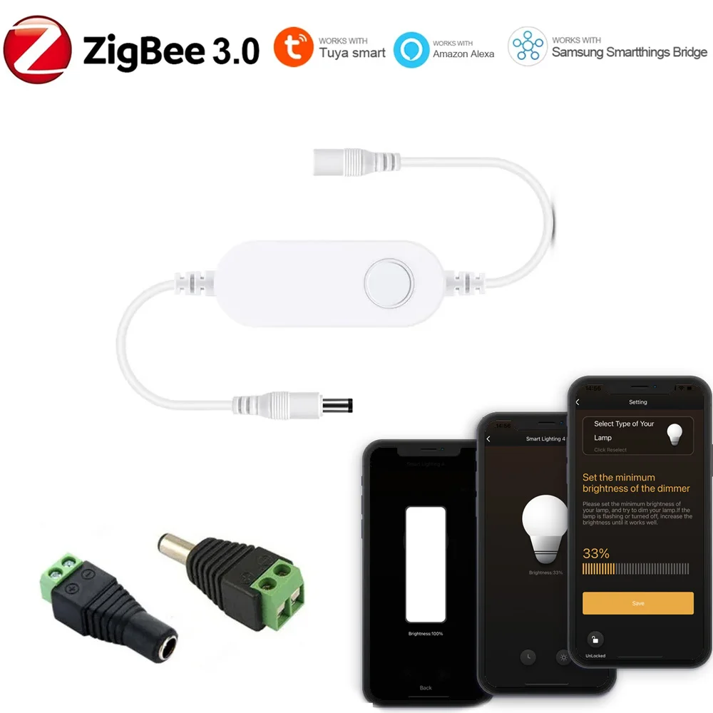 Mini Zigbee 3.0 Led Smart Dimmer Controller DC12V-24V 5050 2835 COB Single Color Voice Work with Alexa Google Home Smart things