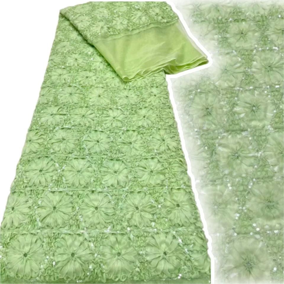 

Fashion Seersucker Tulle Lace Fabric 2025 Newest France Sequins Embroidery Tulle Fabric for Women's Wedding Dress Sewing CC1662