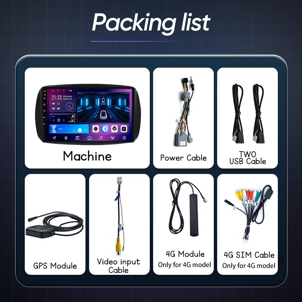 Android 14 Car Radio Stereo GPS Navigation For Mercedes Benz Smart 453 Fortwo 2014 -2020 Auto Multimedia Video Player Carplay 4G