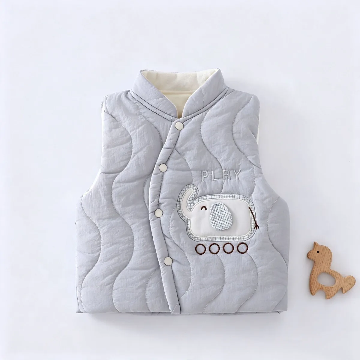 Newborn Baby Vest Windproof Fluffy Cotton Warm Quilted Sleeveless Top Cute Cartoon Applique Infant Autumn Winter Unisex 0-15M