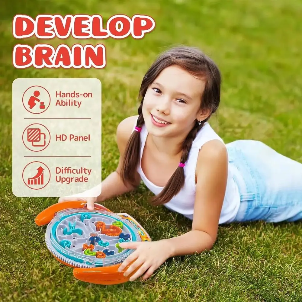 

3D Puzzle Maze Board Transparent Design Gear Balance Logic Training Rolling Ball Gear Track Ball Brain Games