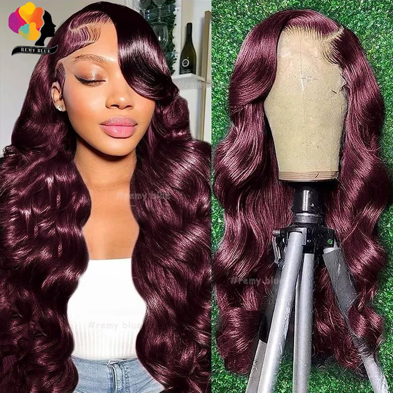 Colored Red 99J Burgundy Body Wave 13x6 Lace Front Wig Human Hair Wigs 13x4 Transparent Human Hair Lace Frontal Wigs for Women