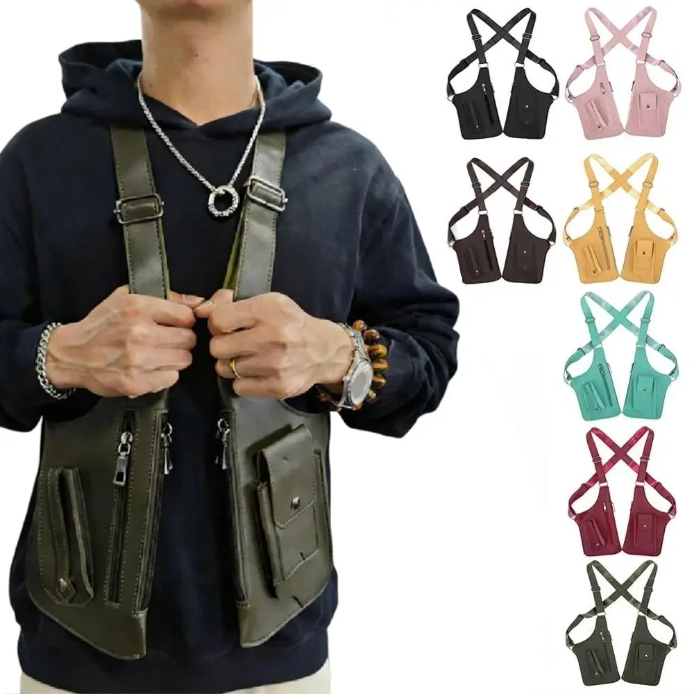 

Vintage Double Shoulder Armpit Bag Steampunk Adjustable Strap Underarm Strap Wallet Pocket Portable Waterproof