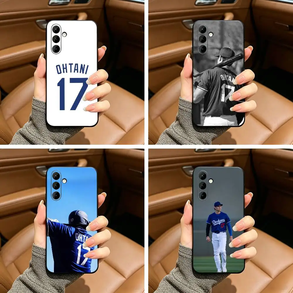S-Shohei Ohtani 17 Baseball Soft Silicone phone Case for Samsung Galaxy A73/A71/A72/A70/A53/A52/A51 - Black